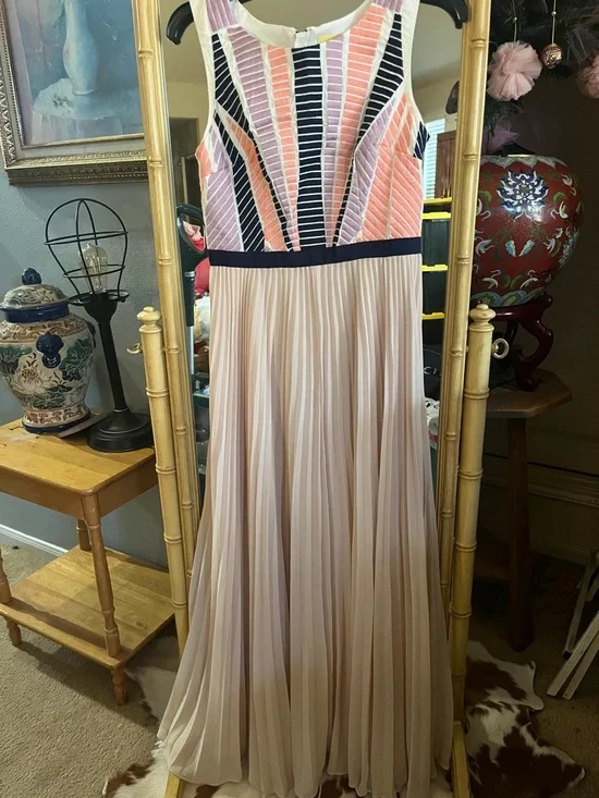 Maeve Multicolor Pleated Maxi Dress with Colorblock Bodice - Picture 1 of 5